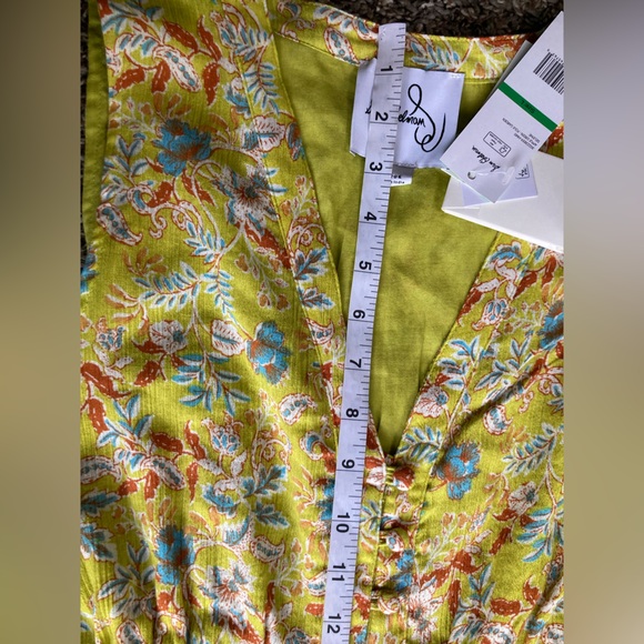 Sam Edelman Lemon Floral Cotton Maxi Dress Belted NWT Size L - Picture 11 of 15